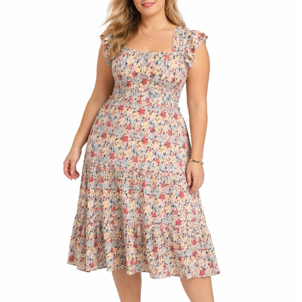 Sea New York Ensley Silk Floral Midi Dress Large Romantic Feminine Event Piece